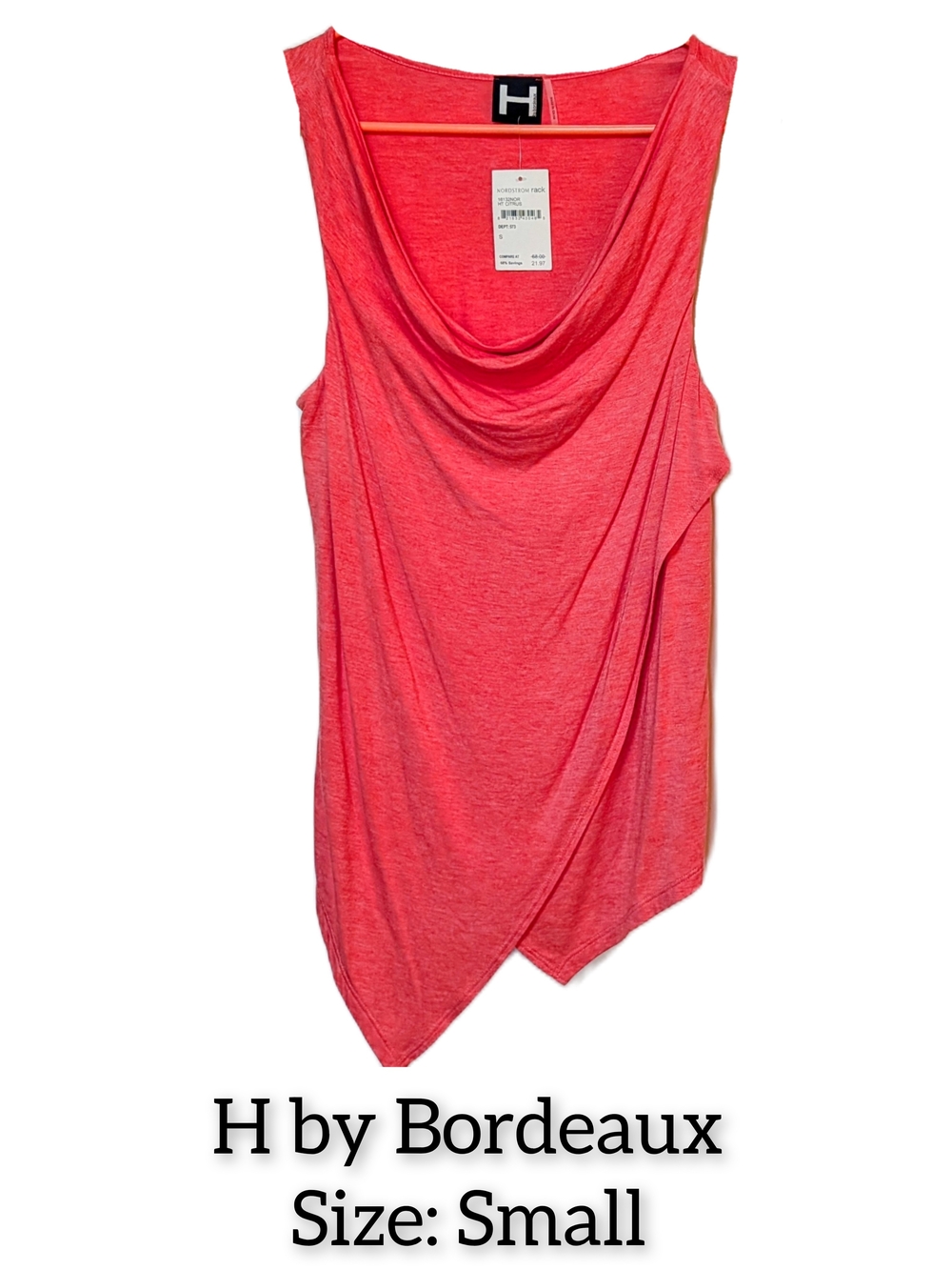 H by Bordeaux Coral-Pink Draped Asymmetric Tank Top